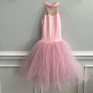 Pink tulle and sequins ballet costume